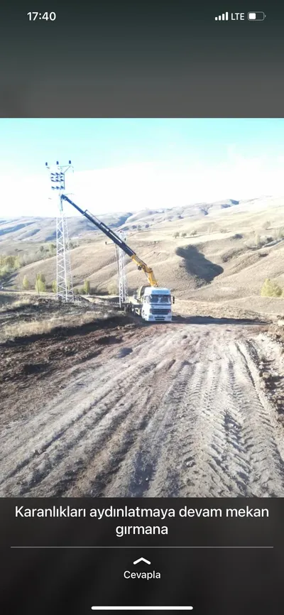Enerji nakil hattı vinç çalışması